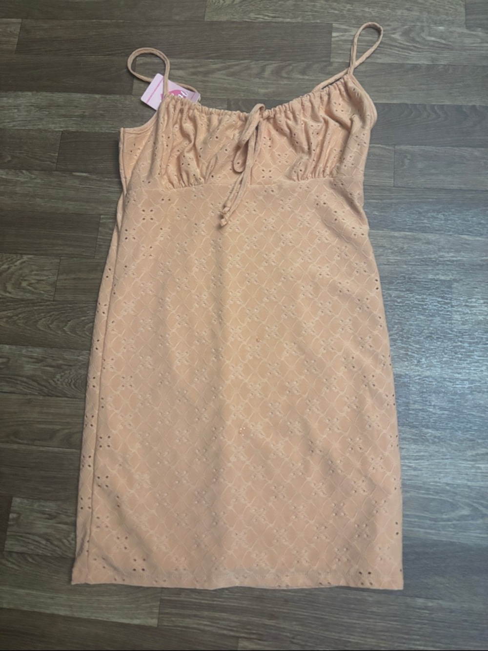 Heart & Hips Peach Eyelet Spaghetti Strap Dress